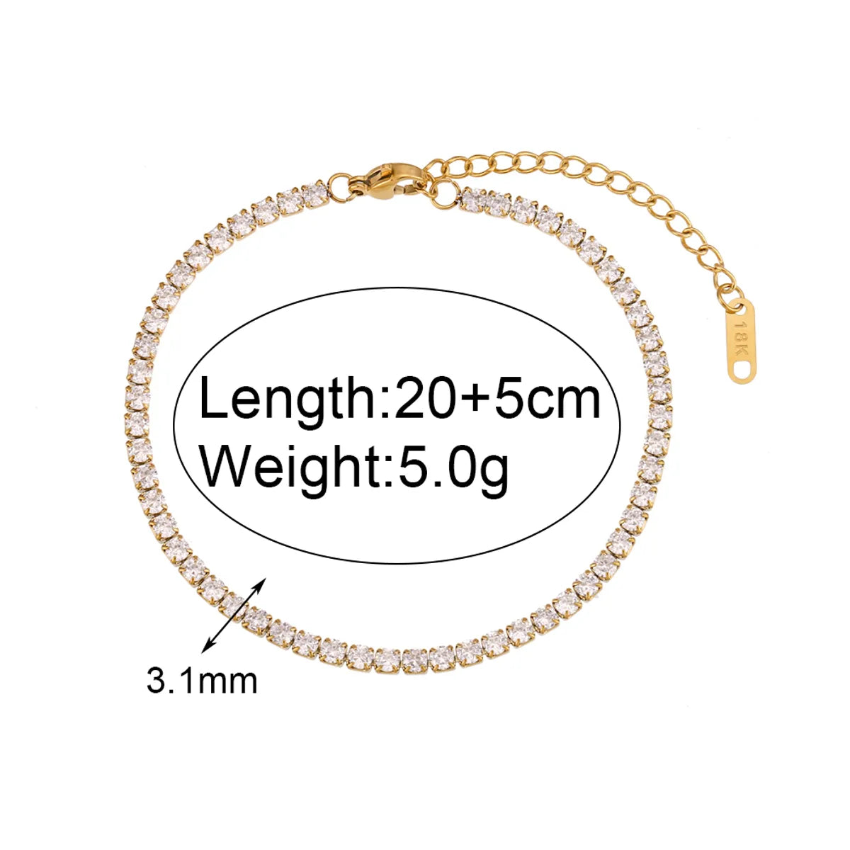 1 Piece Fashion Solid Color Stainless Steel Freshwater Pearl Plating Inlay Zircon 18k Gold Plated Women's Anklet