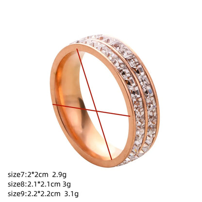 1 Piece Fashion Solid Color Titanium Steel Inlay Zircon Rings