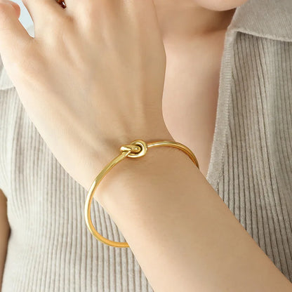 Fashion Solid Color 304 Stainless Steel 18K Gold Plated Bangle In Bulk