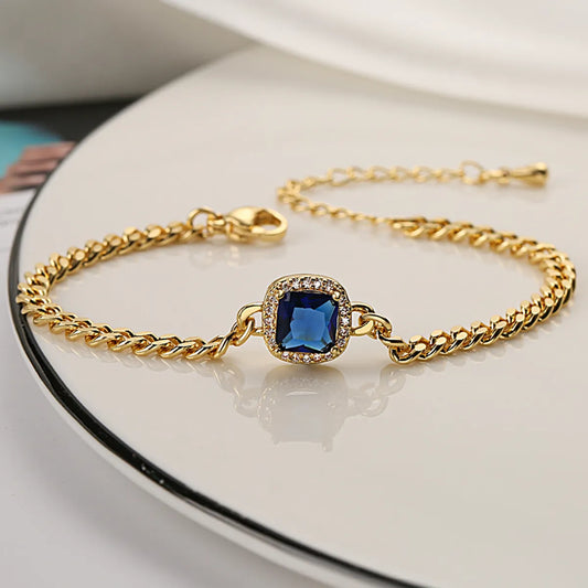 1 Piece Fashion Square Copper Inlay Zircon Bracelets