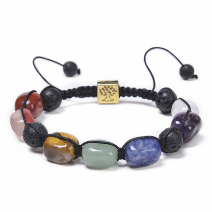 Fashion Square Tree Natural Stone Beaded Knitting Unisex Bracelets