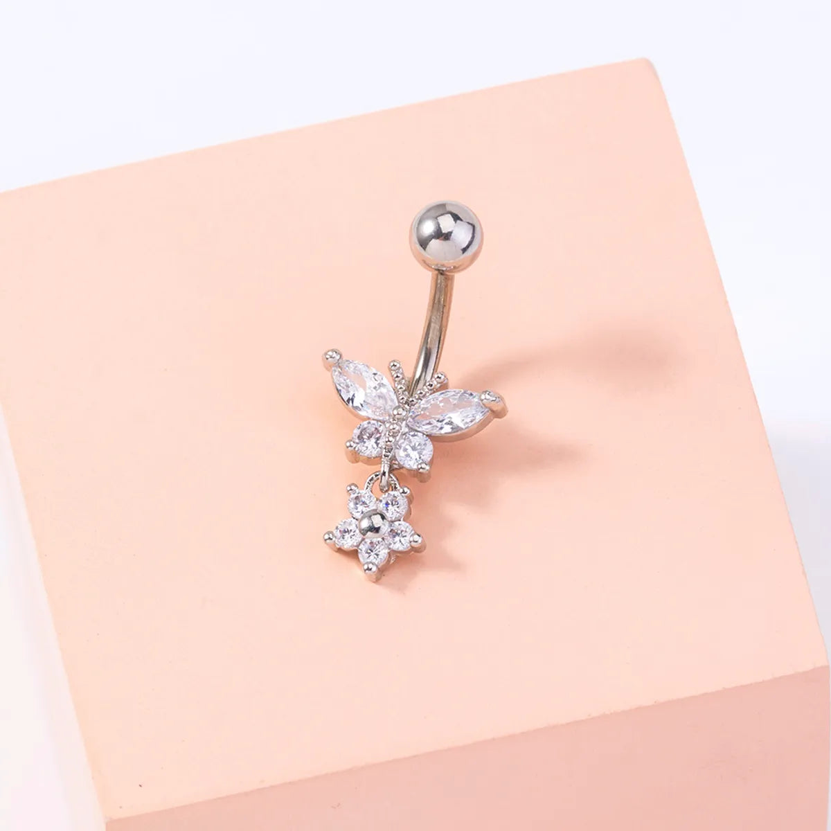 1 Piece Fashion Star Butterfly Stainless Steel Inlay Zircon Belly Ring