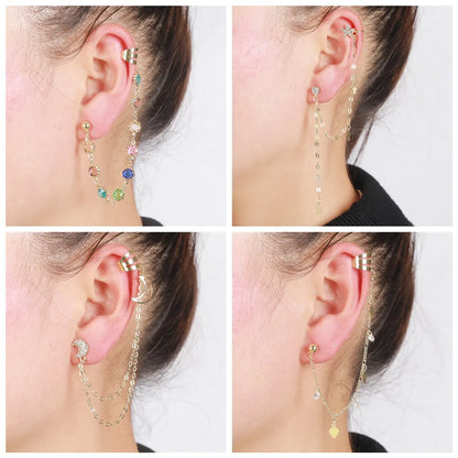 1 Piece Fashion Star Moon Heart Shape Alloy Plating Inlay Zircon Women'S Ear Clips