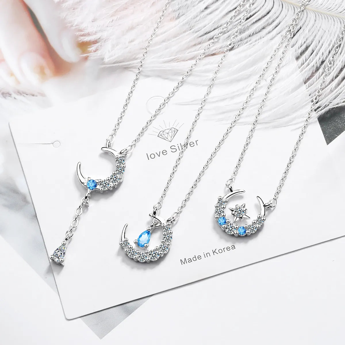 1 Piece Fashion Star Moon Water Droplets Copper Inlay Zircon Pendant Necklace