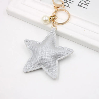 1 Piece Fashion Star Pu Leather Plating Bag Pendant Keychain