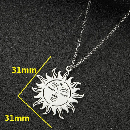 1 Piece Fashion Sun Titanium Steel Plating Hollow Out Pendant Necklace