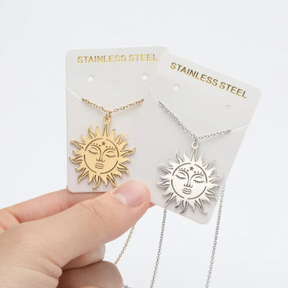 1 Piece Fashion Sun Titanium Steel Plating Hollow Out Pendant Necklace