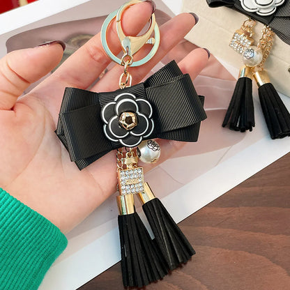 1 Piece Fashion Tassel Flower Bow Knot Alloy Inlay Rhinestones Women'S Keychain