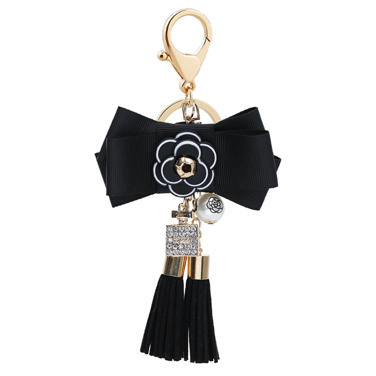 1 Piece Fashion Tassel Flower Bow Knot Alloy Inlay Rhinestones Women'S Keychain