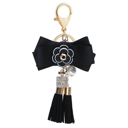 1 Piece Fashion Tassel Flower Bow Knot Alloy Inlay Rhinestones Women'S Keychain