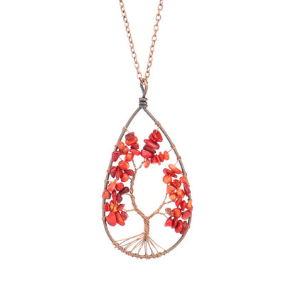 1 Piece Fashion Tree Natural Stone Crystal Handmade Pendant Necklace