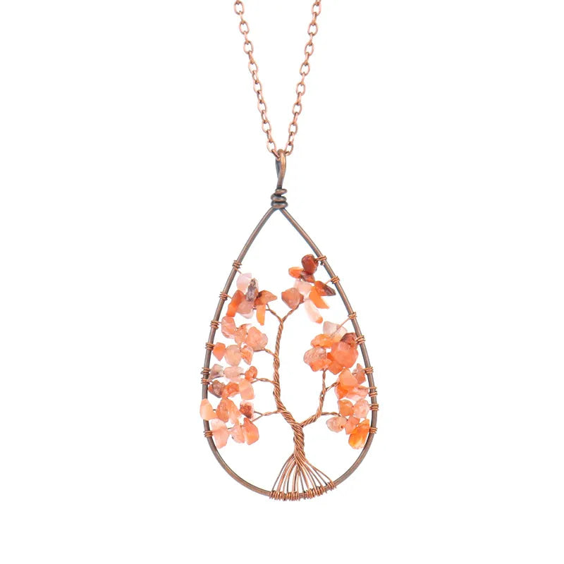 1 Piece Fashion Tree Natural Stone Crystal Handmade Pendant Necklace