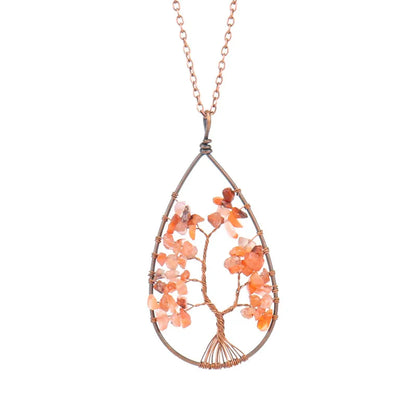 1 Piece Fashion Tree Natural Stone Crystal Handmade Pendant Necklace