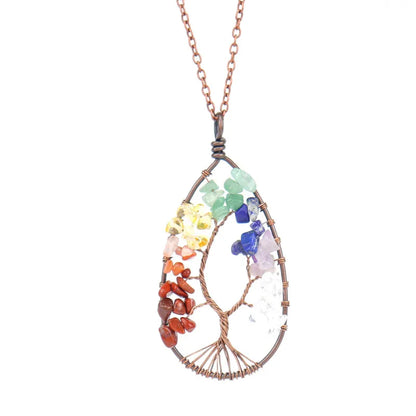 1 Piece Fashion Tree Natural Stone Crystal Handmade Pendant Necklace