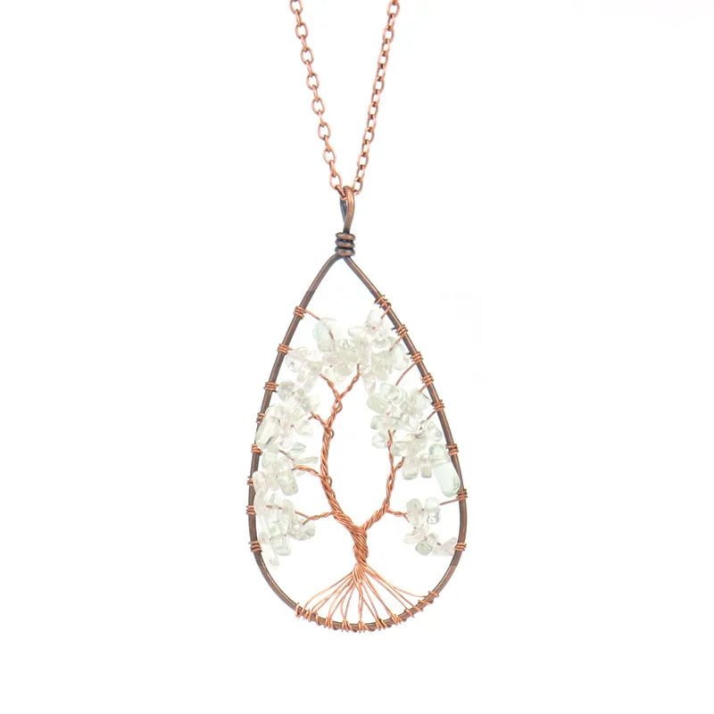 1 Piece Fashion Tree Natural Stone Crystal Handmade Pendant Necklace