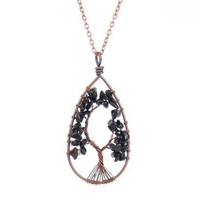 1 Piece Fashion Tree Natural Stone Crystal Handmade Pendant Necklace