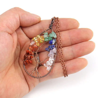 1 Piece Fashion Tree Natural Stone Crystal Handmade Pendant Necklace