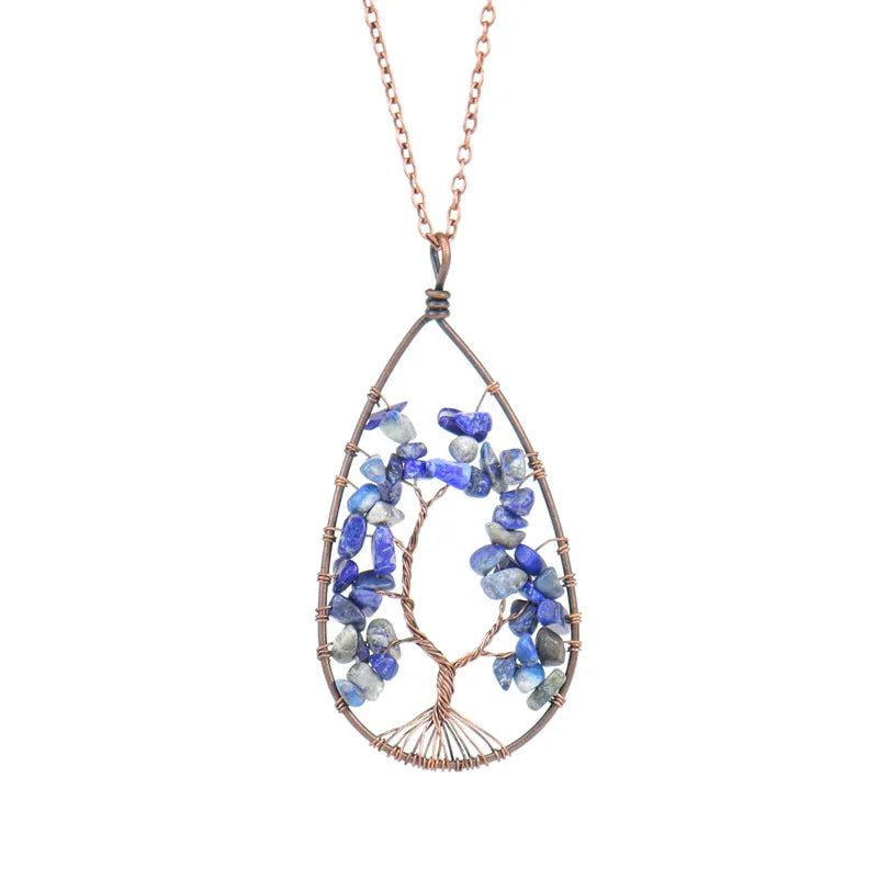 1 Piece Fashion Tree Natural Stone Crystal Handmade Pendant Necklace