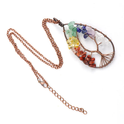 1 Piece Fashion Tree Natural Stone Crystal Handmade Pendant Necklace