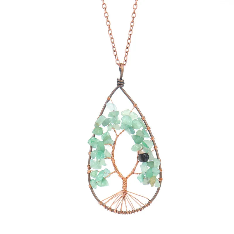 1 Piece Fashion Tree Natural Stone Crystal Handmade Pendant Necklace