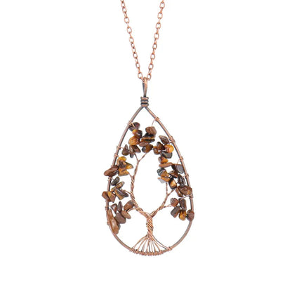 1 Piece Fashion Tree Natural Stone Crystal Handmade Pendant Necklace