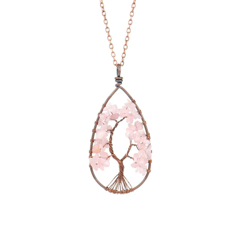 1 Piece Fashion Tree Natural Stone Crystal Handmade Pendant Necklace