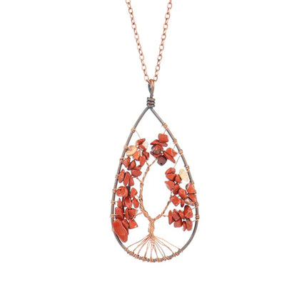 1 Piece Fashion Tree Natural Stone Crystal Handmade Pendant Necklace