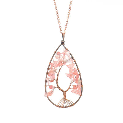 1 Piece Fashion Tree Natural Stone Crystal Handmade Pendant Necklace