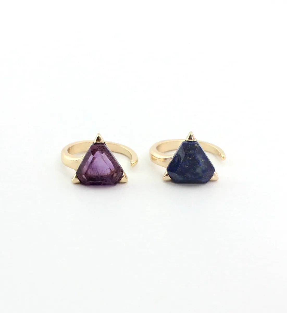 Vacation Triangle Alloy Inlay Natural Stone Rings