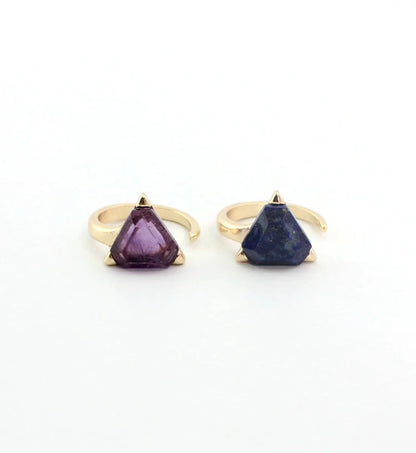 Vacation Triangle Alloy Inlay Natural Stone Rings