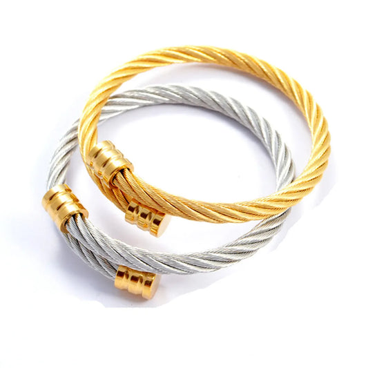 1 Piece Fashion Twist Stainless Steel Bangle