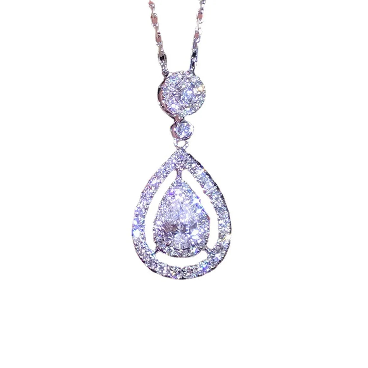 1 Piece Fashion Water Droplets Alloy Plating Inlay Artificial Diamond Women'S Pendant Necklace