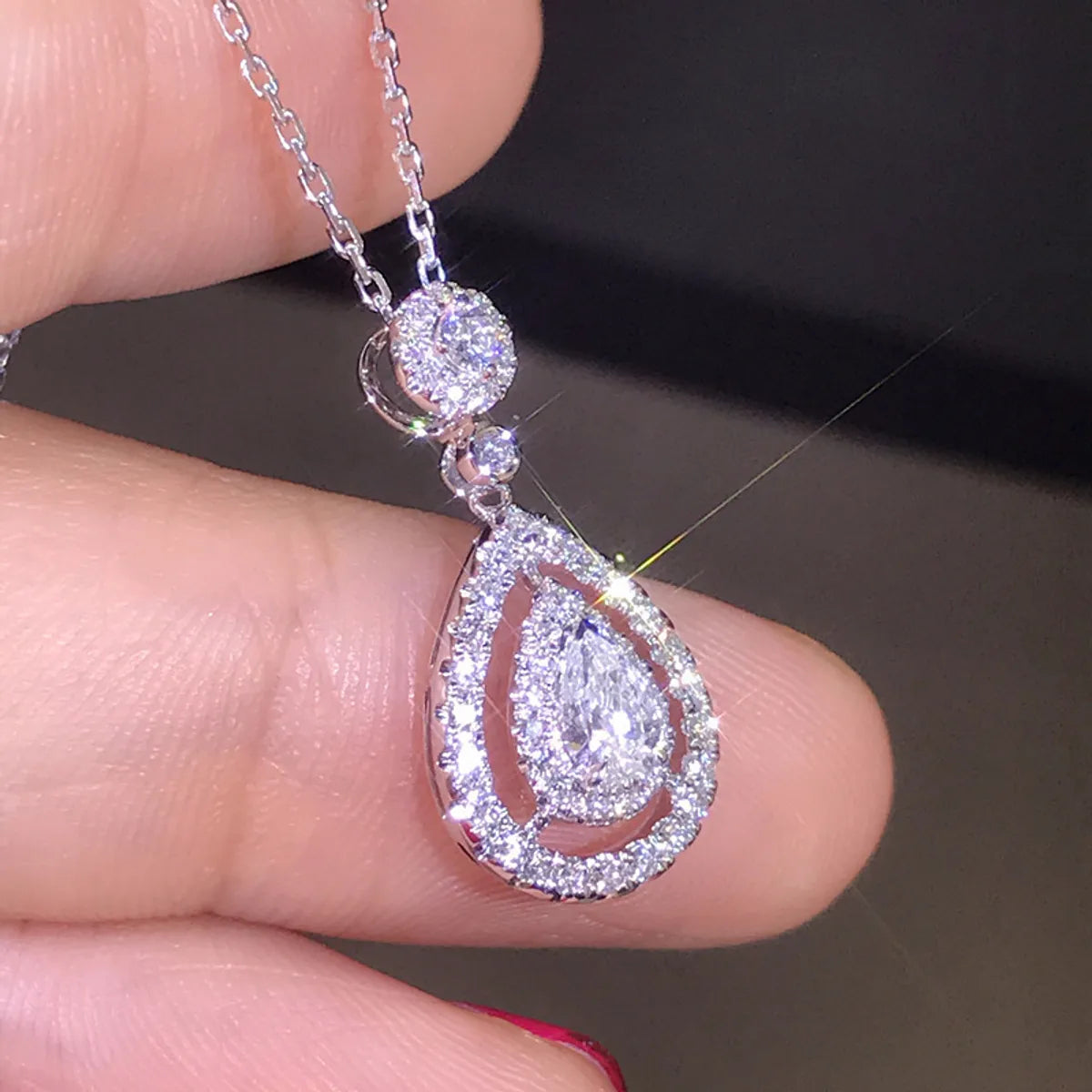 1 Piece Fashion Water Droplets Alloy Plating Inlay Artificial Diamond Women'S Pendant Necklace