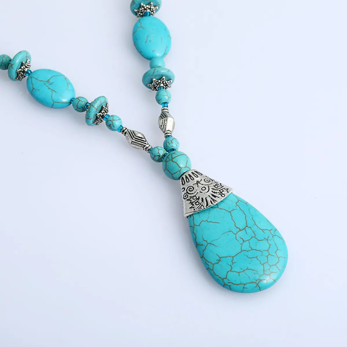 1 Piece Fashion Water Droplets Alloy Turquoise Beaded Inlay Turquoise Women's Sweater Chain