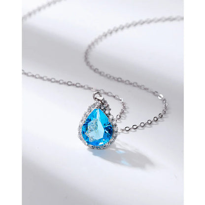 1 Piece Fashion Water Droplets Sterling Silver Polishing Inlay Zircon Pendant Necklace