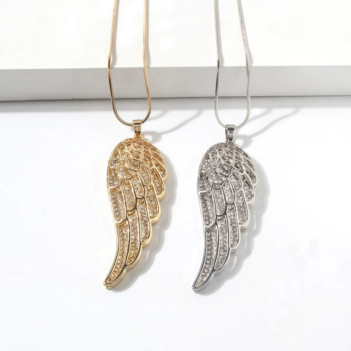 1 Piece Fashion Wings Stainless Steel Plating Rhinestones Pendant Necklace