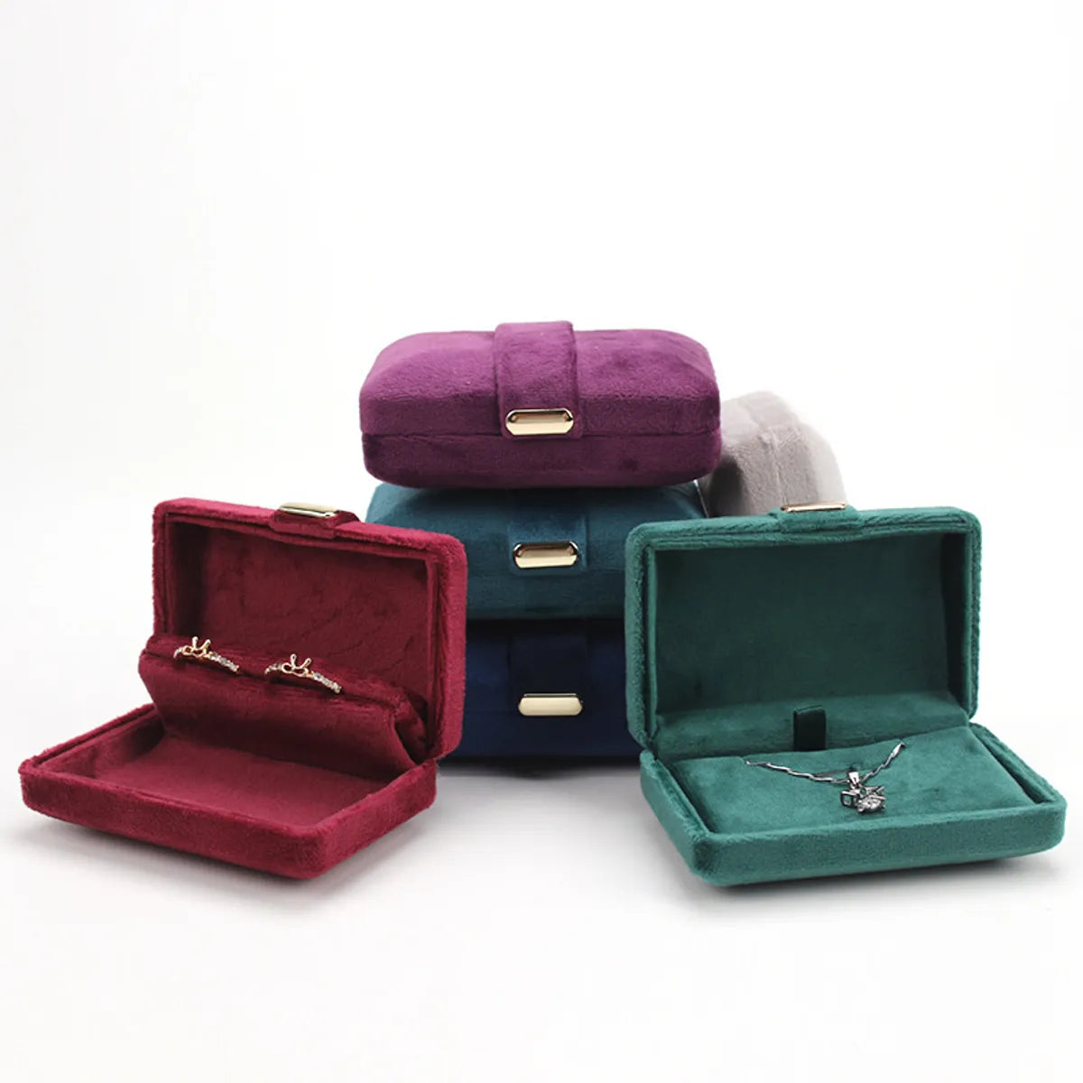 1 Piece Flannel Elegant Retro Daily Solid Color Jewelry Boxes