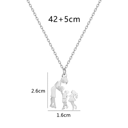 1 Piece French Style Simple Style A Family Of Three Stainless Steel Hollow Out Pendant Necklace