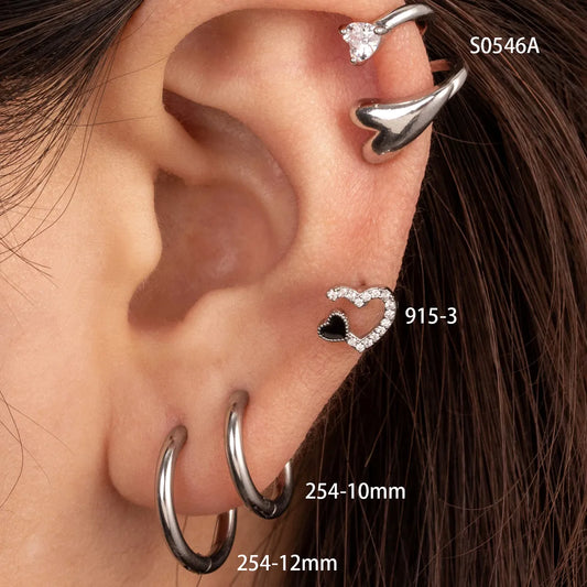 1 Piece French Style Simple Style Korean Style Round Heart Shape Inlay Stainless Steel Zircon Ear Cuffs Earrings Ear Studs