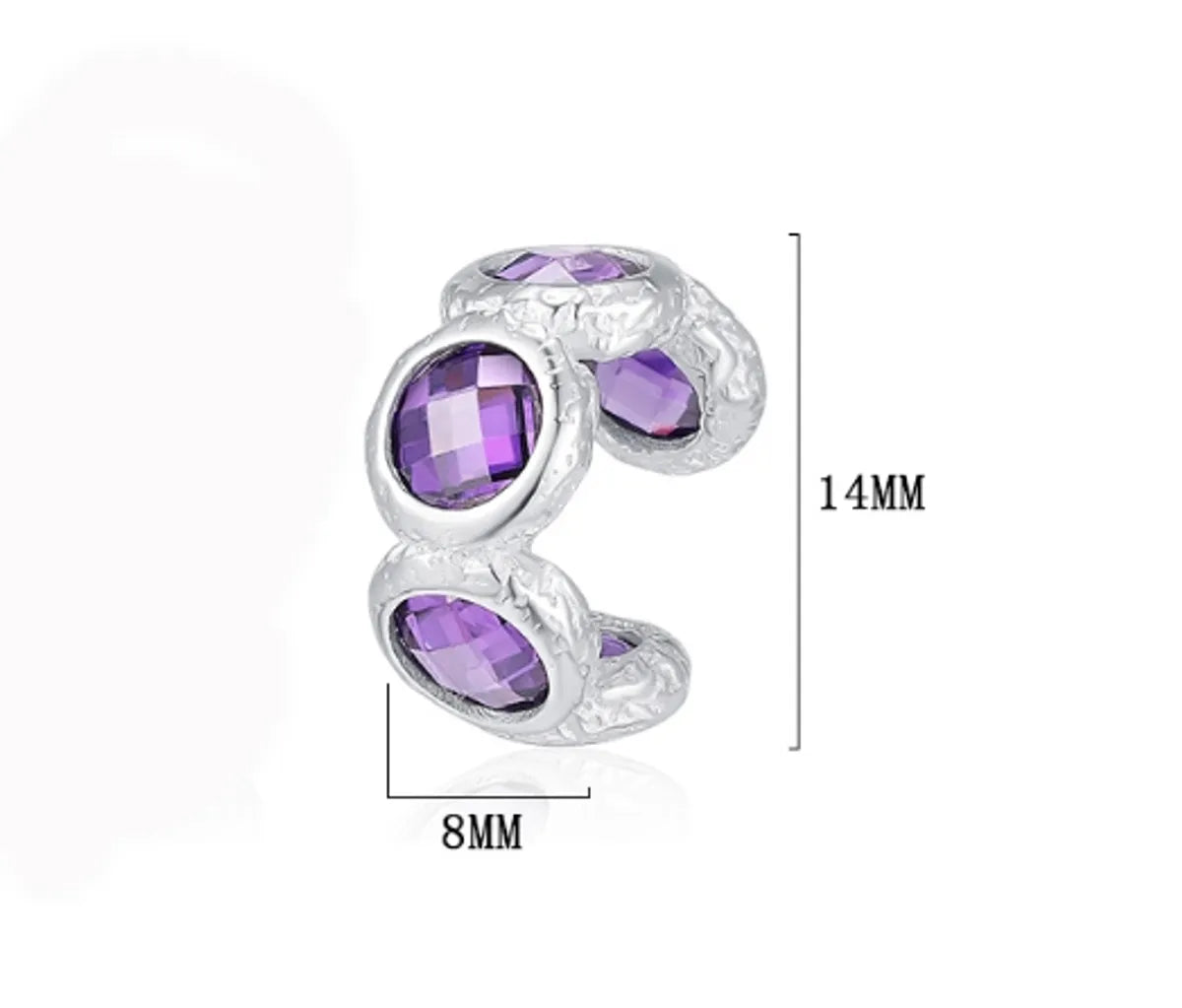 1 Piece Glam Oval Plating Inlay Copper Zircon White Gold Plated Ear Cuffs