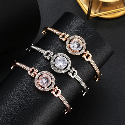 1 Piece Glam Round Alloy Plating Inlay Artificial Diamond Women'S Bangle