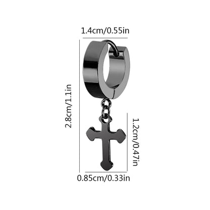 1 Piece Gothic Hip-Hop Punk Cross Plating 304 Stainless Steel Black Plated Drop Earrings