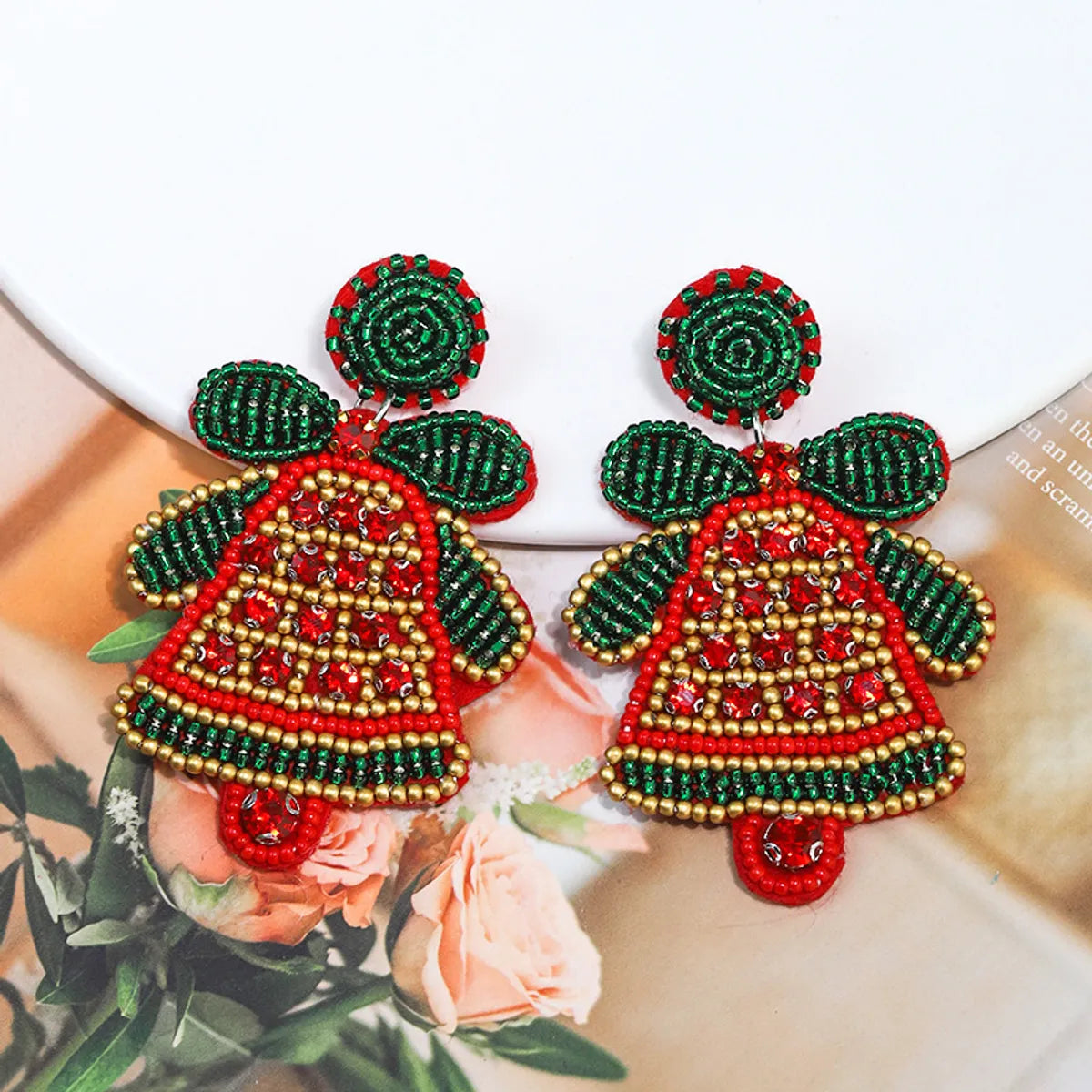 1 Piece Handmade Christmas Hat Christmas Tree Bell Handmade Plating Cloth Silver Plated Drop Earrings