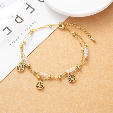 1 Piece Hawaiian Tree Stainless Steel Layered 18k Gold Plated Platinum Plated Women's Anklet