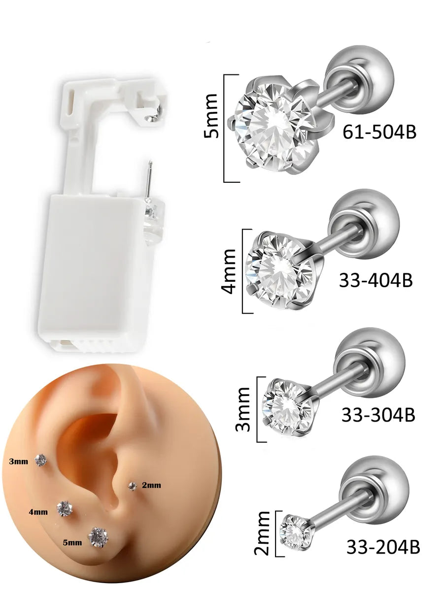 1 Piece Hawaiian Tropical Round Flower Butterfly Inlay 316 Stainless Steel  Zircon 24K Gold Plated Cartilage Earrings