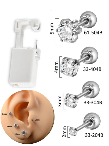 1 Piece Hawaiian Tropical Round Flower Butterfly Inlay 316 Stainless Steel  Zircon 24K Gold Plated Cartilage Earrings