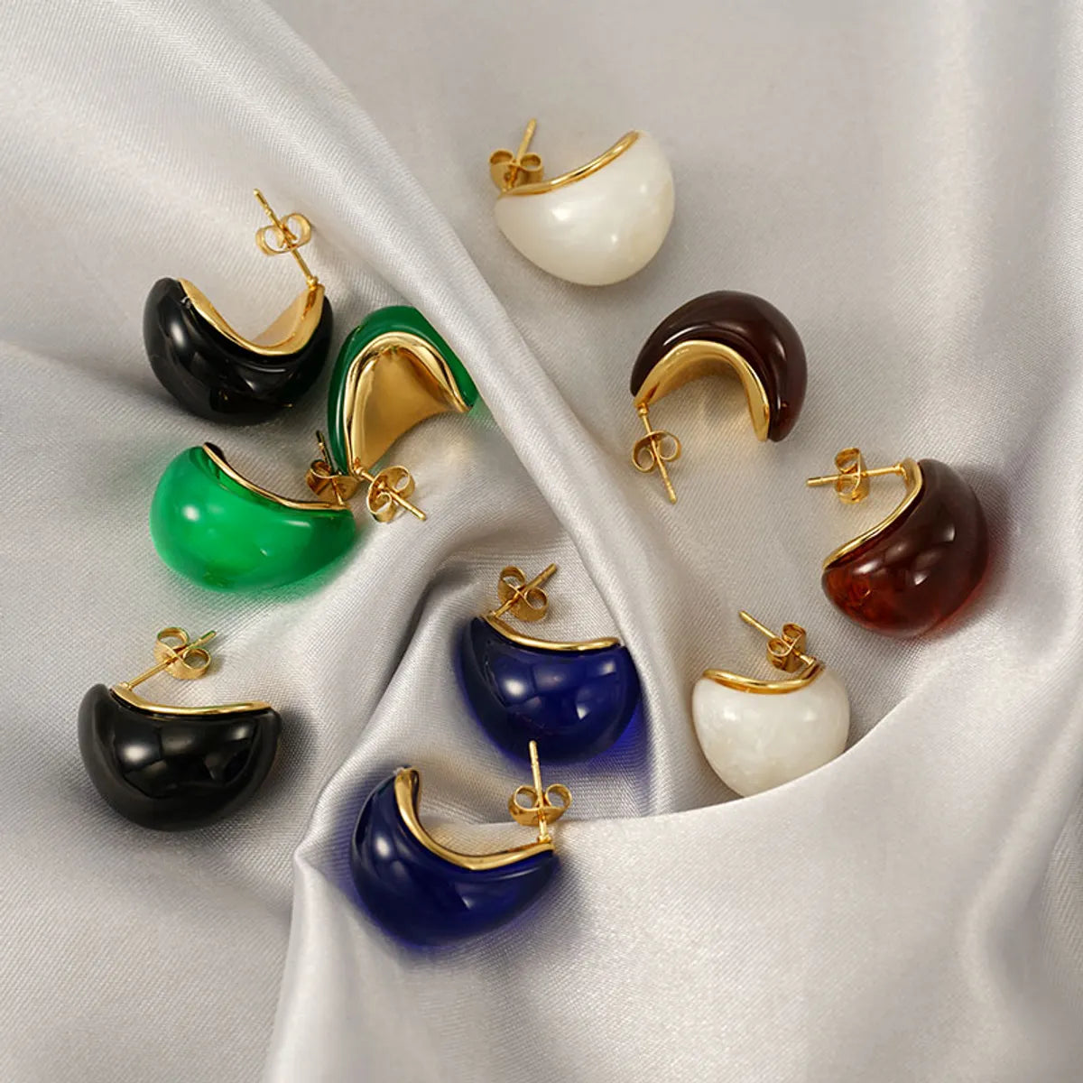 1 Piece Hawaiian Tropical Water Droplets Polishing 304 Stainless Steel Resin 18K Gold Plated Ear Studs