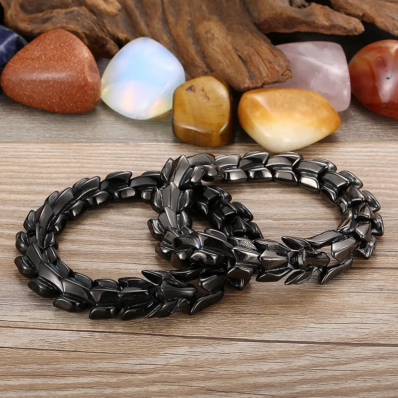 1 Piece Hip-Hop Animal Dragon Titanium Steel Bracelets