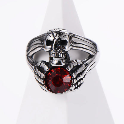 1 Piece Hip-Hop Animal Snake Skull Stainless Steel Inlay Acrylic Rings