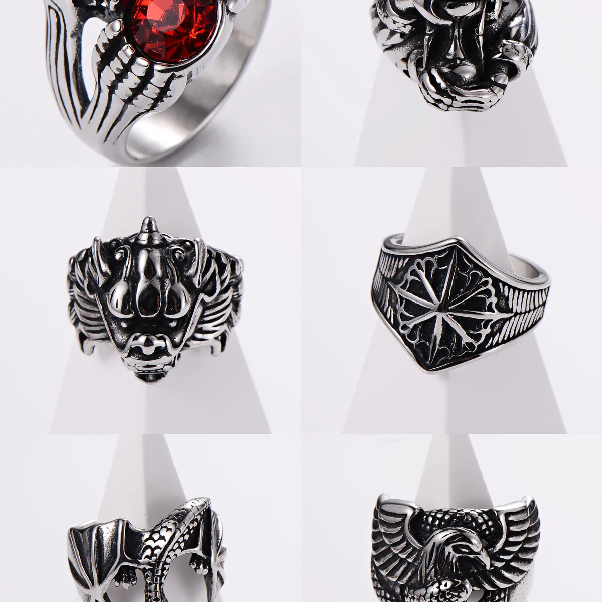 1 Piece Hip-Hop Animal Snake Skull Stainless Steel Inlay Acrylic Rings